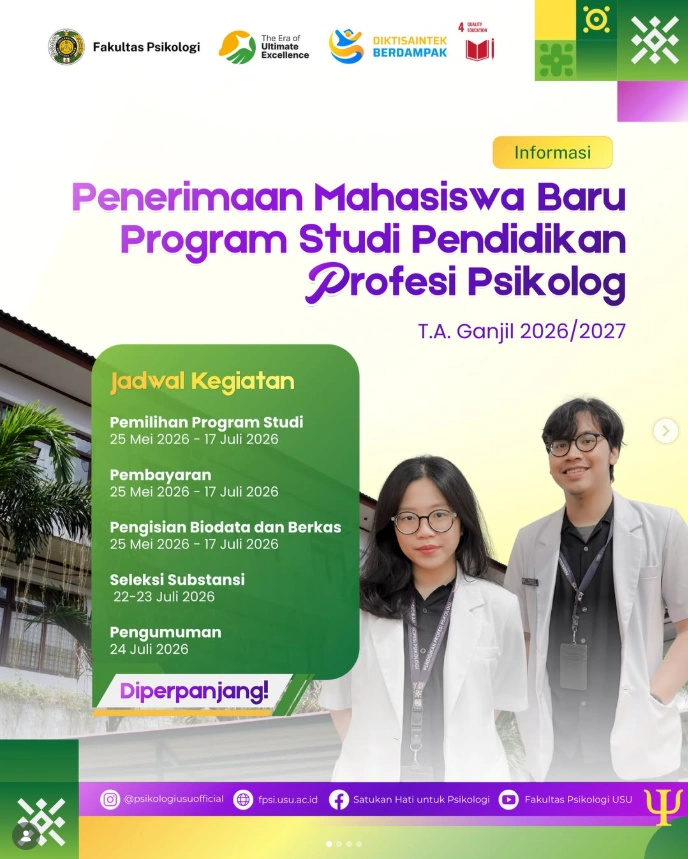 Penerimaan Mahasiswa Baru Program Studi Pendidikan Profesi Psikolog